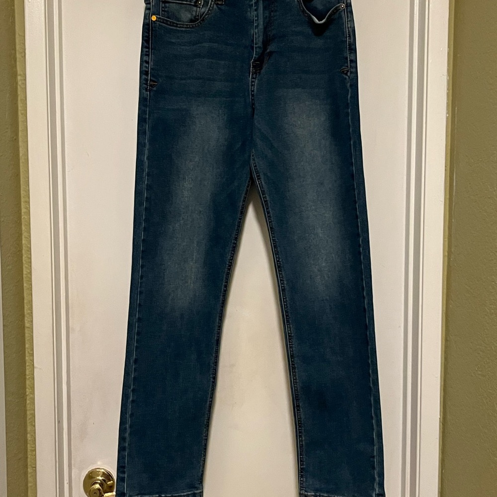 Caterpillar Men Blue Straight-Leg Jeans with Subtle Fading 30x32